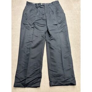 PING Mens Golf Pants 36x32 Black Pleated Cuffed Herringbone Rayon Blend Trousers